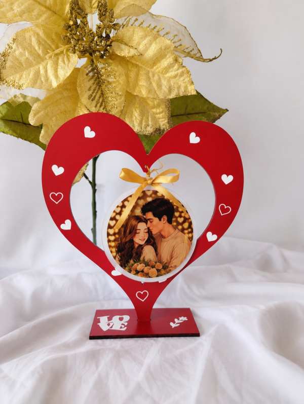 CORAZON Y LOVE DECORATIVO EN MADERA MDF PERSONALIZADO CON FOTO COLGANTE